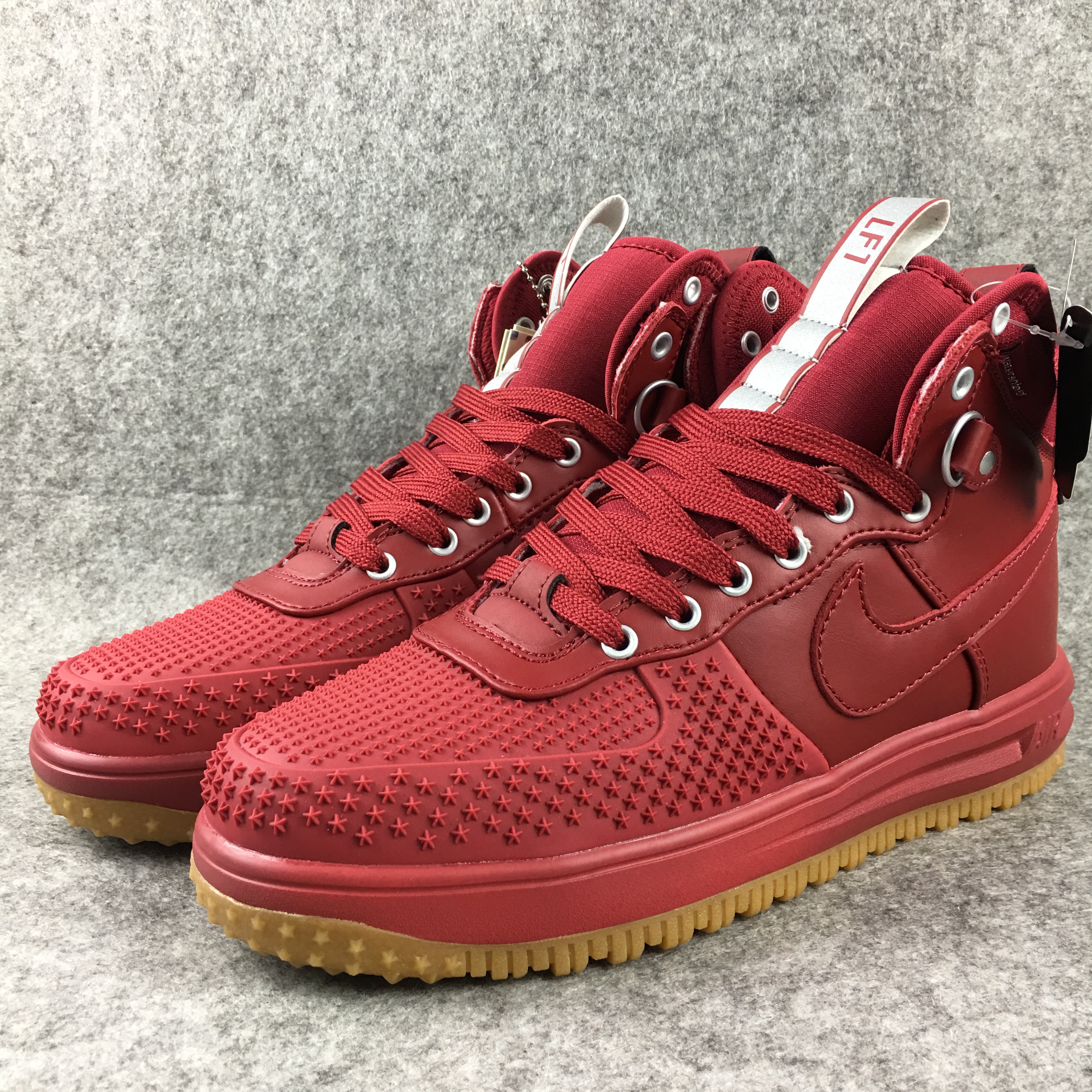 New Nike Lunar Force 1 High All Red Gum Sole